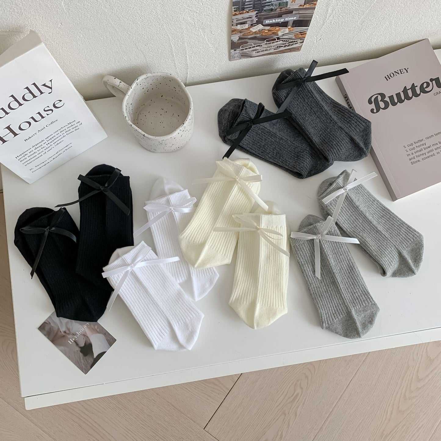 Celestine Cotton Bow Socks