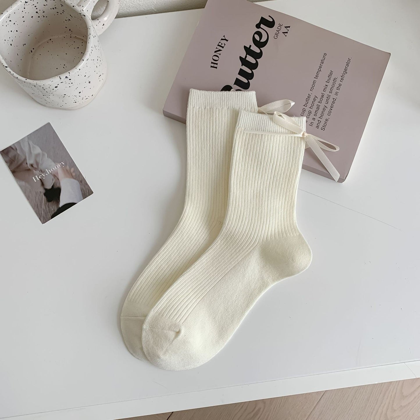Celestine Cotton Bow Socks