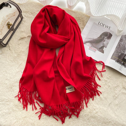 Lyra Tassel Cashmere-Feel Shawl