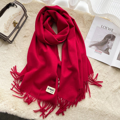 Lyra Tassel Cashmere-Feel Shawl