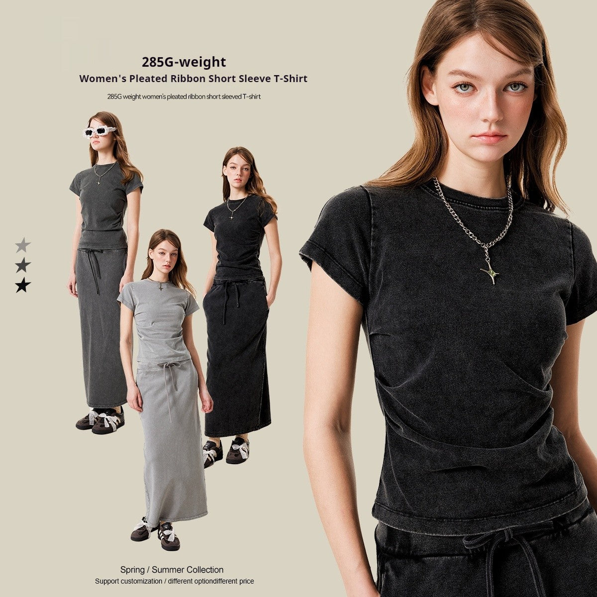 Mirelle Pleated Waist Slim Tee