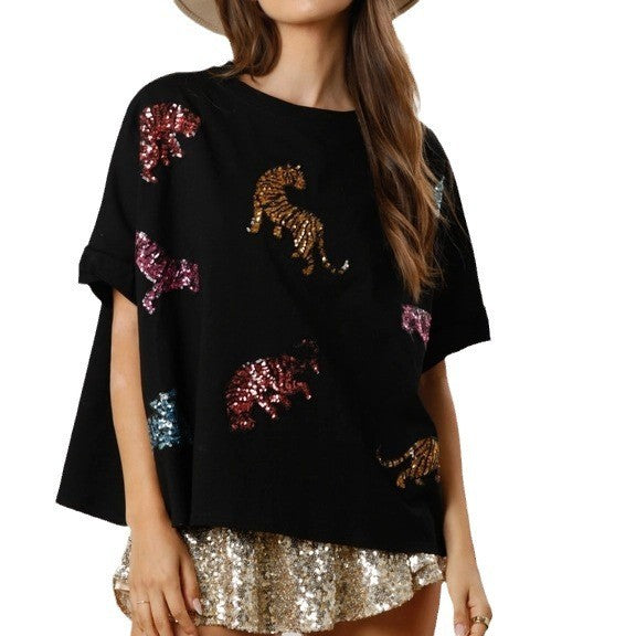 Nyra Sequined Tiger Tee