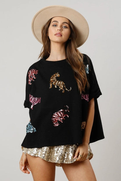 Nyra Sequined Tiger Tee
